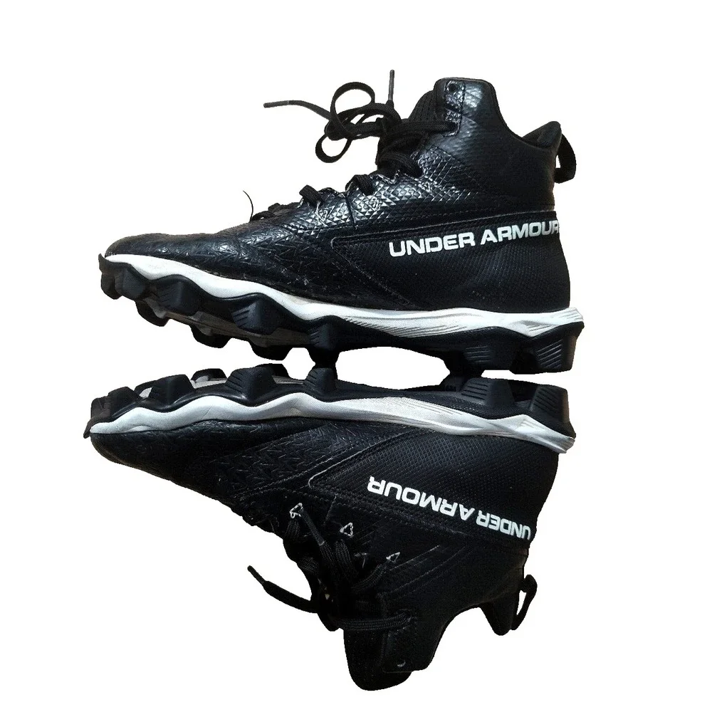 Under Armour Hammer Mid Jr RM‎ Football Cleats Size 6Y Black White 3021202-001